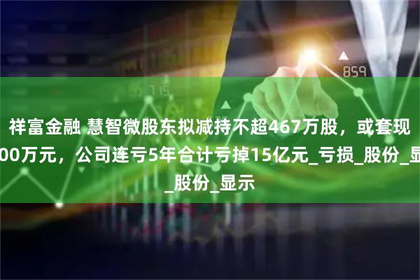 祥富金融 慧智微股东拟减持不超467万股，或套现5500万元，公司连亏5年合计亏掉15亿元_亏损_股份_显示